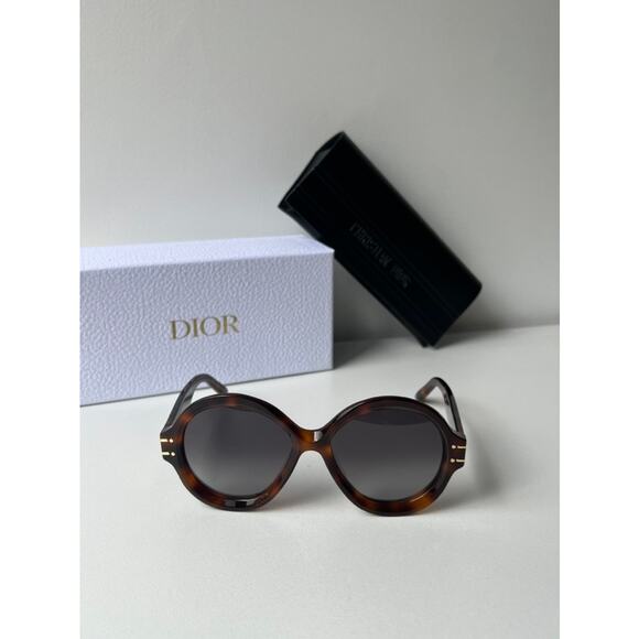 NEW Dior Signature R1U Round Sunglasses in Havana Brown - Picture 9 of 11